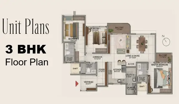 Featured Image of Sattva Sukham 3 BHK Floor Plan
